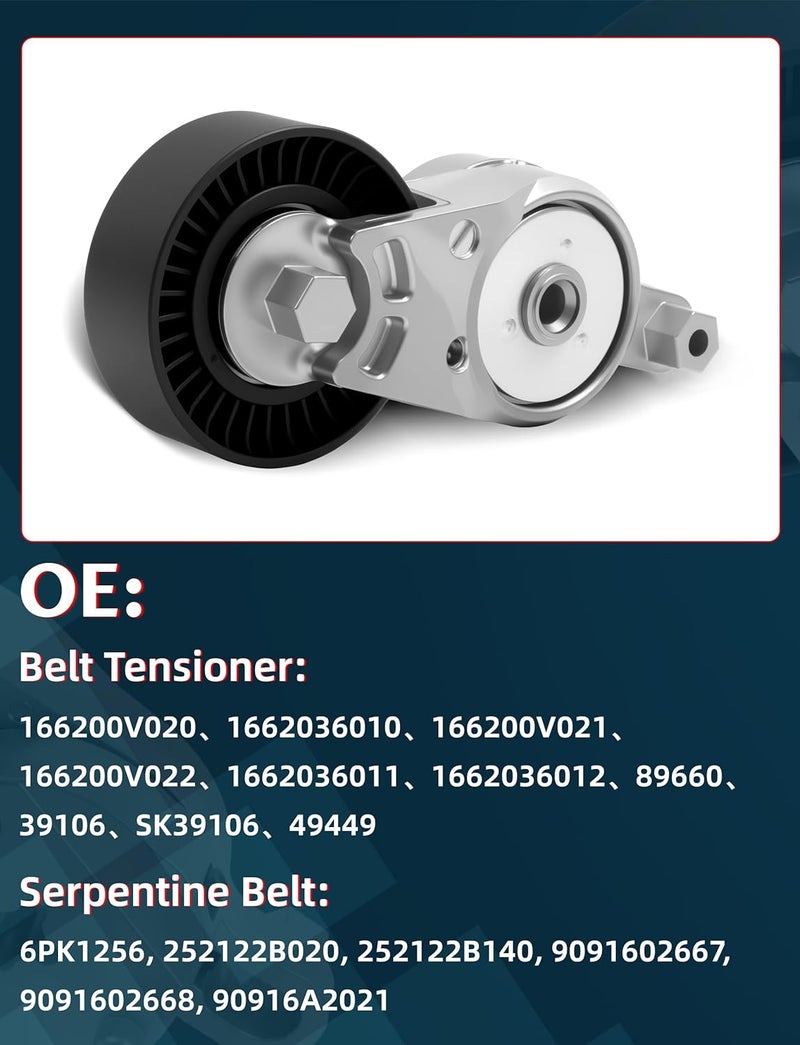 Ntoauto Belt Tensioner Assembly with Pulley Compatible with 2009-2015 Venza, 2009-2018 RAV4, 2009-2019 Highlander, 2011-2013 Sienna, 2012-2017 Camry, 2015-2018 NX300h Replaces# 39106, 1662036010, 166200V020 - Image 2